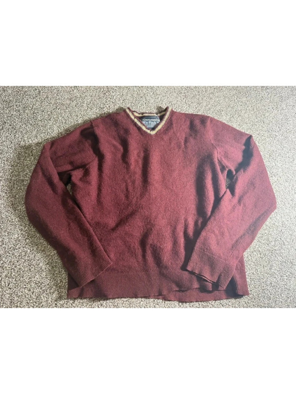 Abercrombie & Fitch Wool Blend V-Neck Sweater Men’s XL Burgundy Red